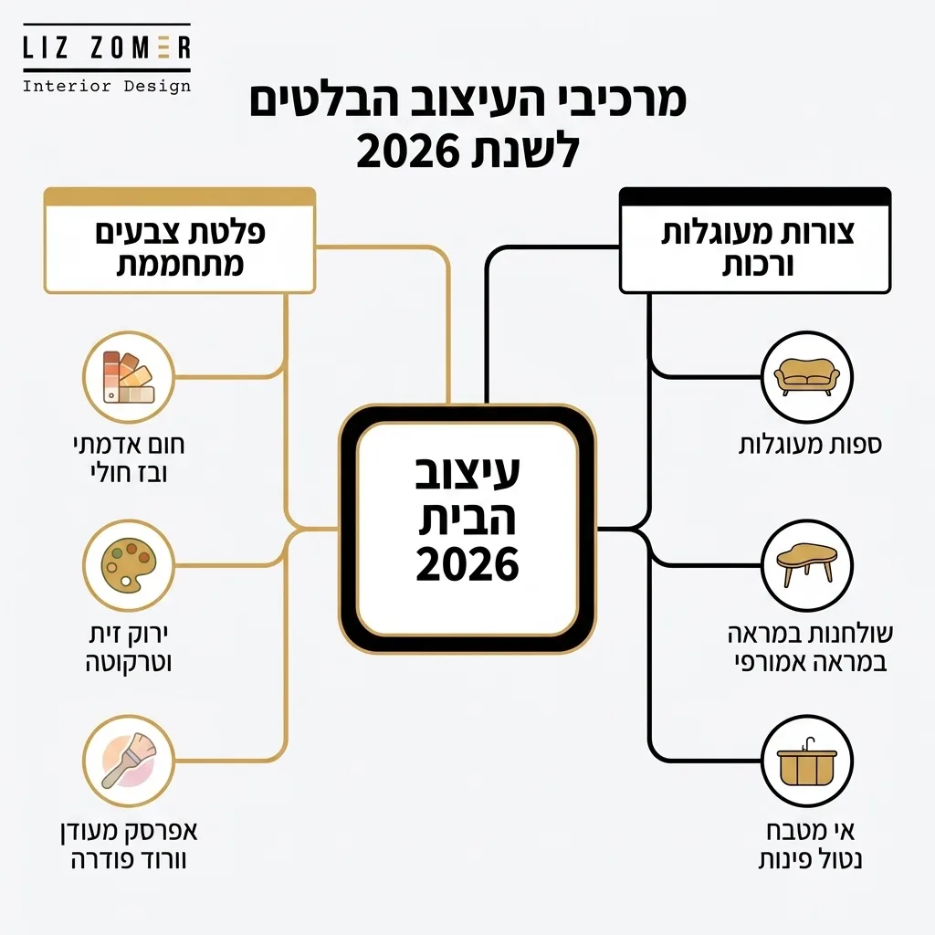 אינפוגרפיקה — מרכיבי העיצוב הבולטים לשנת 2026: עיצוב הבית 2026
