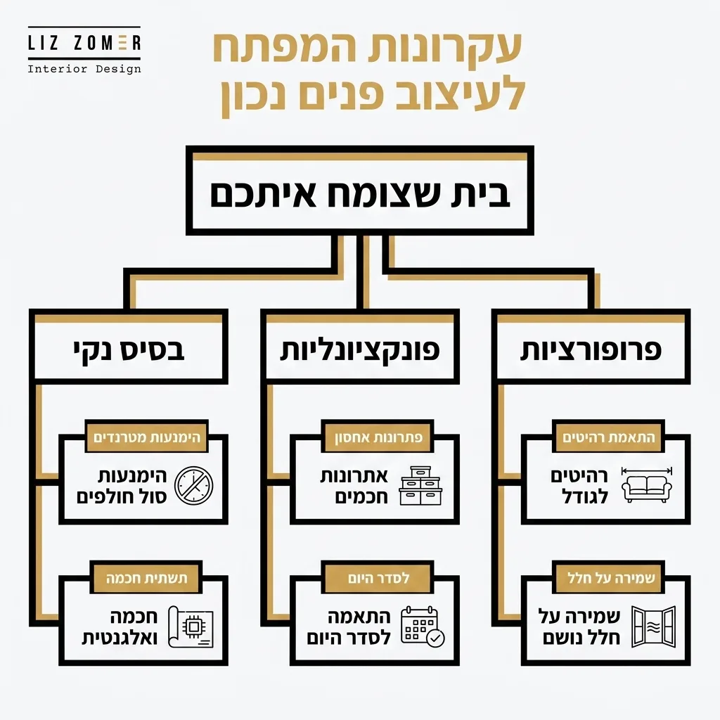 אינפוגרפיקה — עקרונות המפתח לעיצוב פנים נכון: בית שצומח איתכם